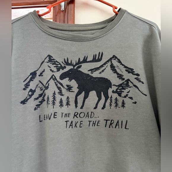 Natural Life Moose Graphic Sweatshirt Women’s Large Sage Green - Picture 5 of 5